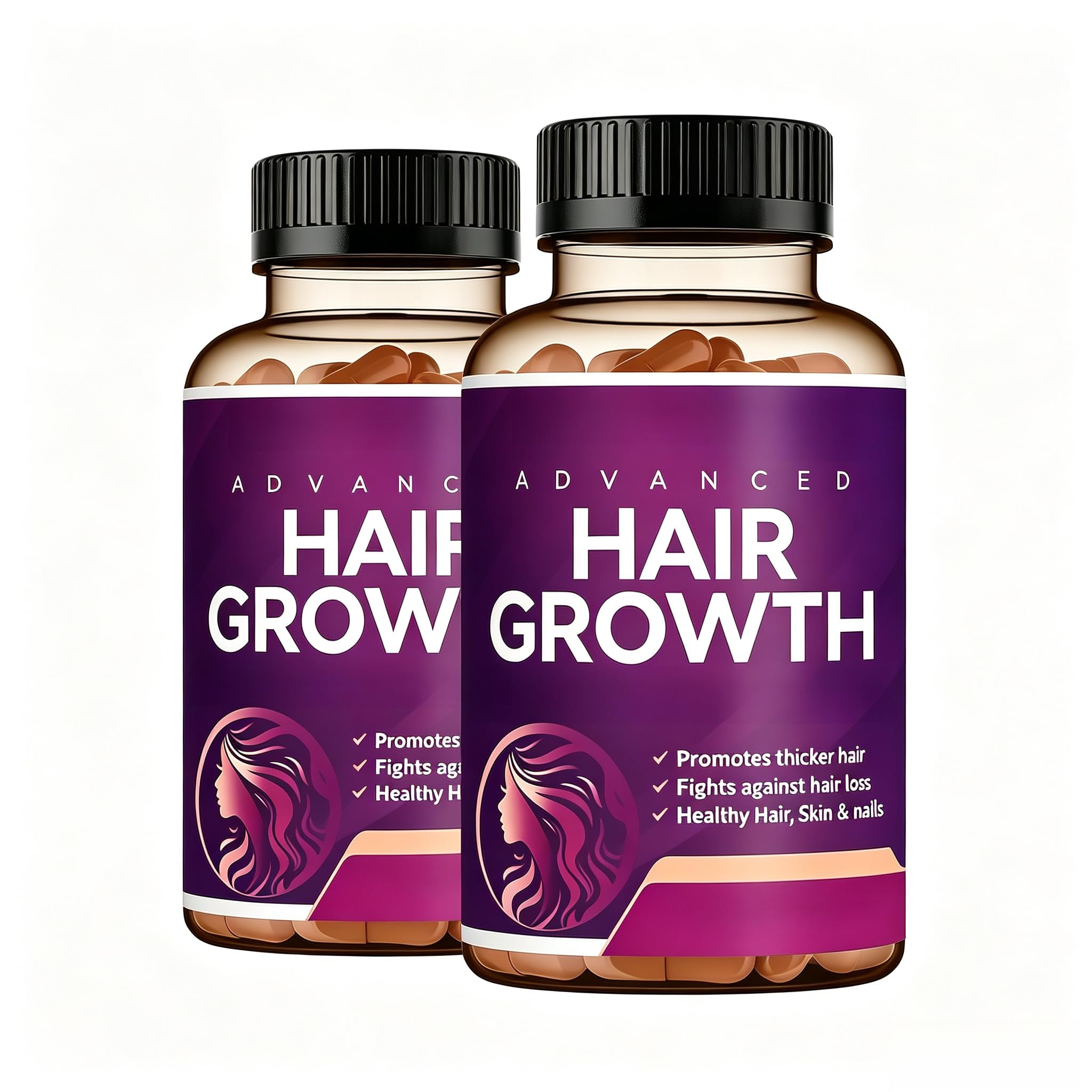 2 Pack, Complexe De Croissance Capillaire Pour Femmes, Pour Cheveux Épais