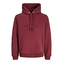 JACK & JONES Jorbleecker Branding Sweat Hood BF, Rosso Tibetano, M Uomo