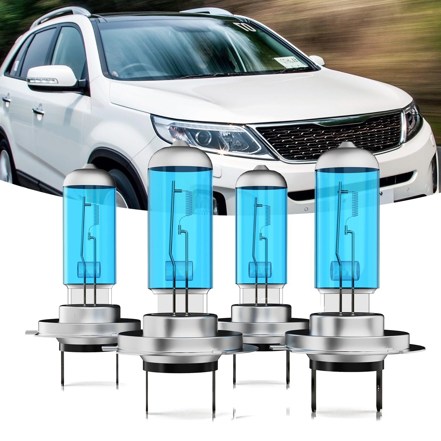 TTDBDAN Headlights Fit for 2014-2018 Kia Sorento Halogen Headlight Bulbs,H7 High Beam + H7 Low Beam Headlight Bulbs Kit,Plug And Play,Pack of 4 (Kia