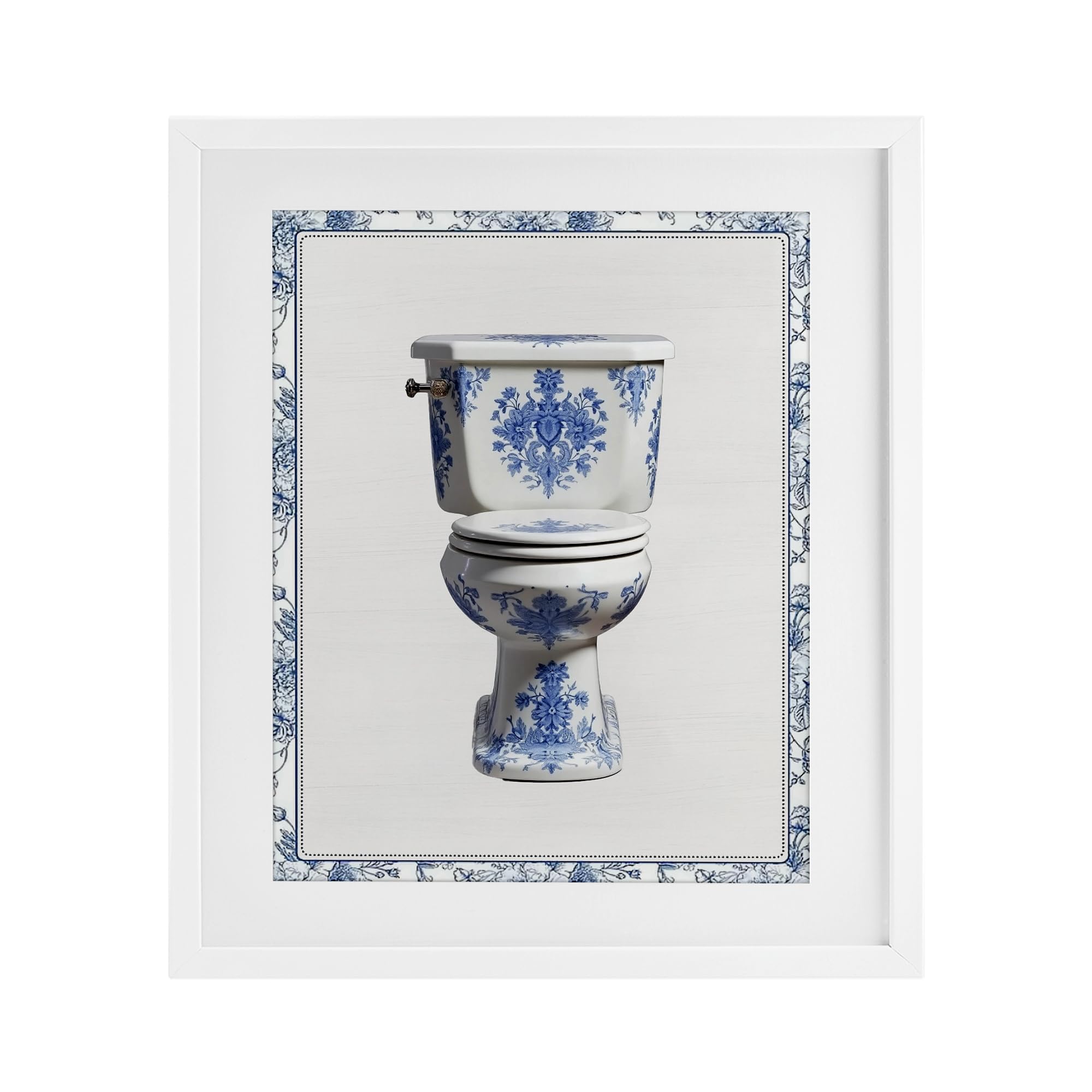 'Vintage Chinoiserie Toilet'| Framed Print Under Glass