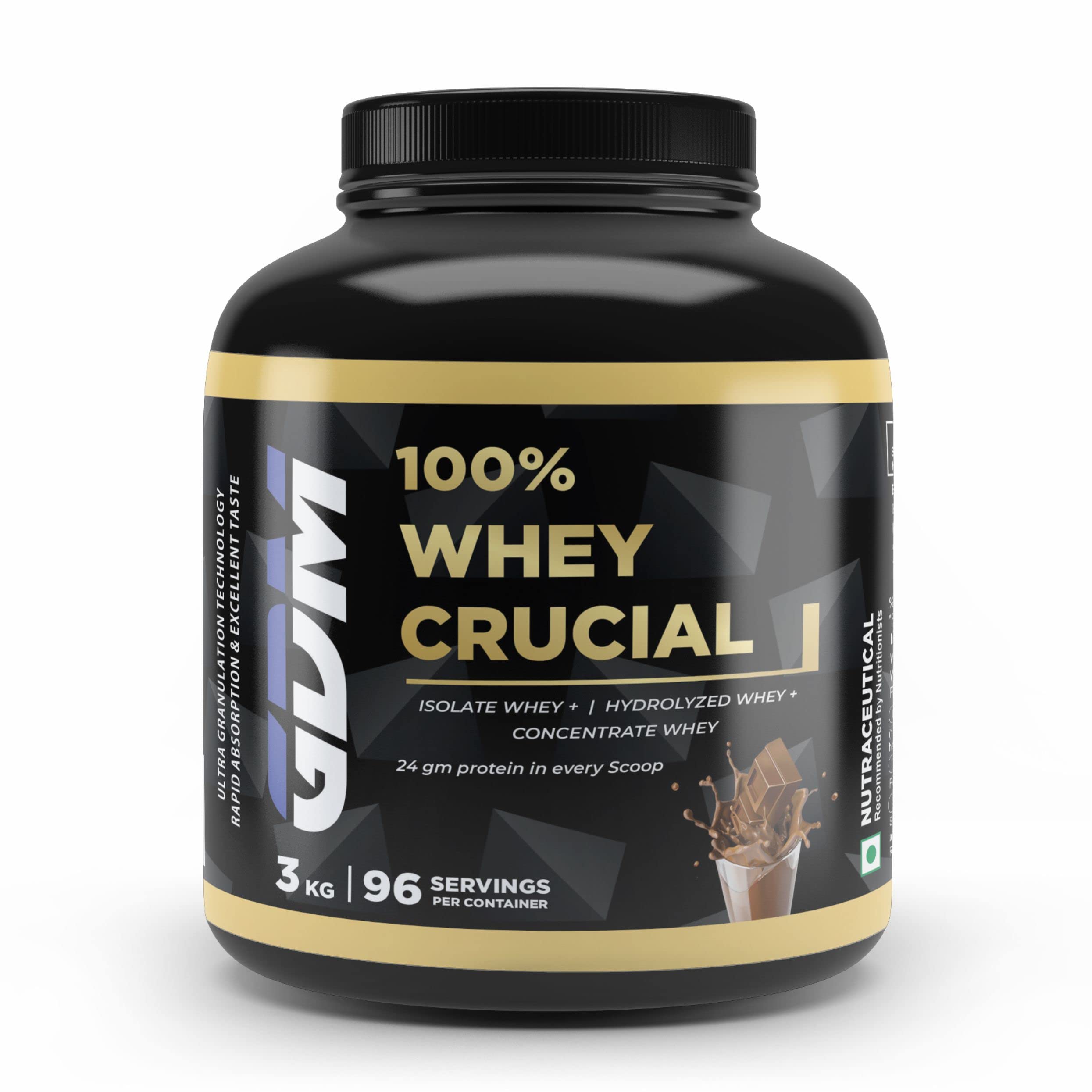 GDM Whey Crucial with Isolate, Hydrolyzed and Concentrate | 24g High Protein| (3 kg, Chocolate) (B0C61PDXGY) Amazon Price History, Amazon Price Tracker