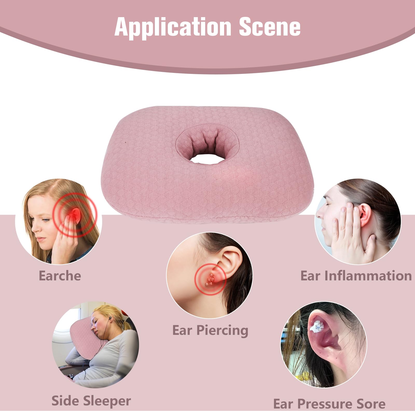 pinklilycare Cuscino con foro per CNH e dolore all'orecchio, infiammazione dell'orecchio, piaghe da decubito, cuscino laterale per dormire
