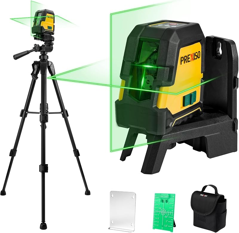 Laser Level with Tripod, 100Ft Rechargeable Dual Modules Line Laser | Self Leveling Wide Angle Cross Leveler Tool for Construction, Floor Tile Renovation with Magnetic Base, Target Plate, Bag