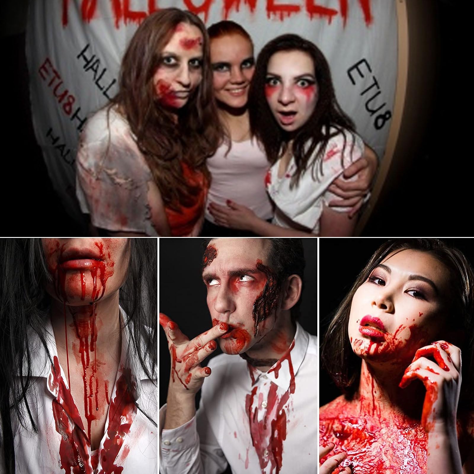 Fałszywa krew, 100 ml fałszywej krwi, Halloween sztuczny makijaż, makijaż na Halloween, efekt specjalny makijaż, zmywalna sztuczna krew, makijaż na Halloween, malowanie krwi dla zombie rany wampira