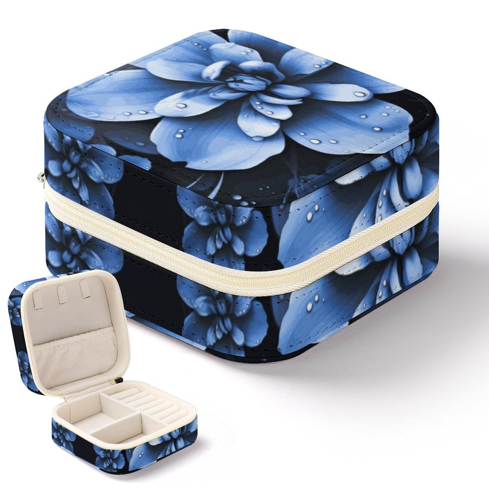 Boîte à bijoux anti-nœuds portable en cuir synthétique