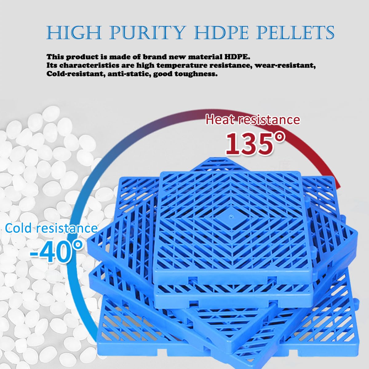 Pallet in plastica impilabili per Lo stoccaggio di Merci, griglia per Pallet Leggera, Pannello Impermeabile, Resistente all'Usura, per Lo stoccaggio di Alimenti, Celle frigorifere, Magazzini