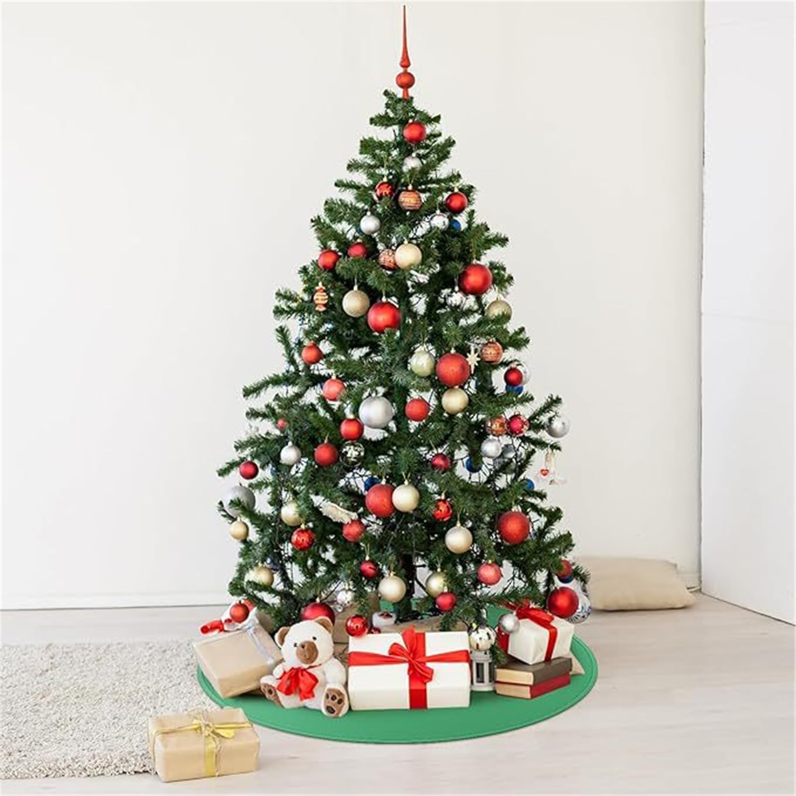 Tapis de pied réversible pour sapin de Noël - Résistant aux aiguilles - En silicone - Protection de sol réversible
