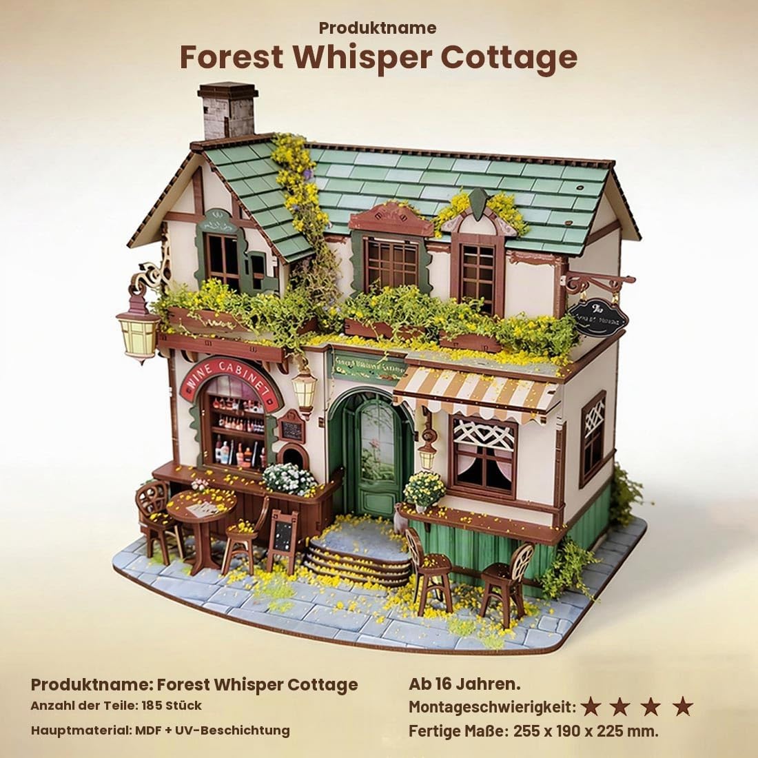 3D Holzpuzzle Waldflüstern-Hütte Für Erwachsene, Holz Taverne Miniaturhaus-Bausatz Kreatives Ohne Kleber, Kreativ Desktop Geschenk Für Montage Enthusiasten (220 Teile)