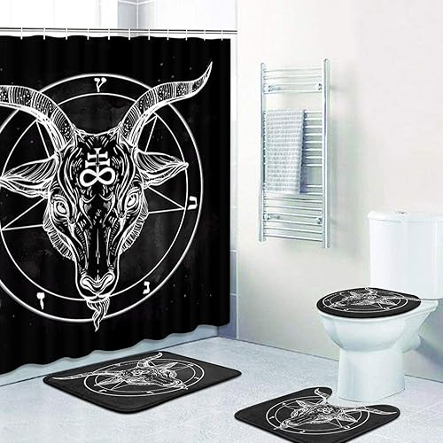 Miniatura 3 de ArtSocket Juegos de baño con árbol de Navidad con cortina de ducha y alfombras y accesorios, juegos de cortinas de ducha de paisajes de nieve de