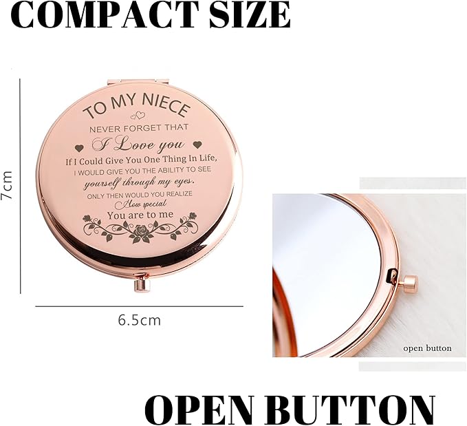 Espejo compacto GAOLZIUY para sobrina - Rosa dorado miniatura 3