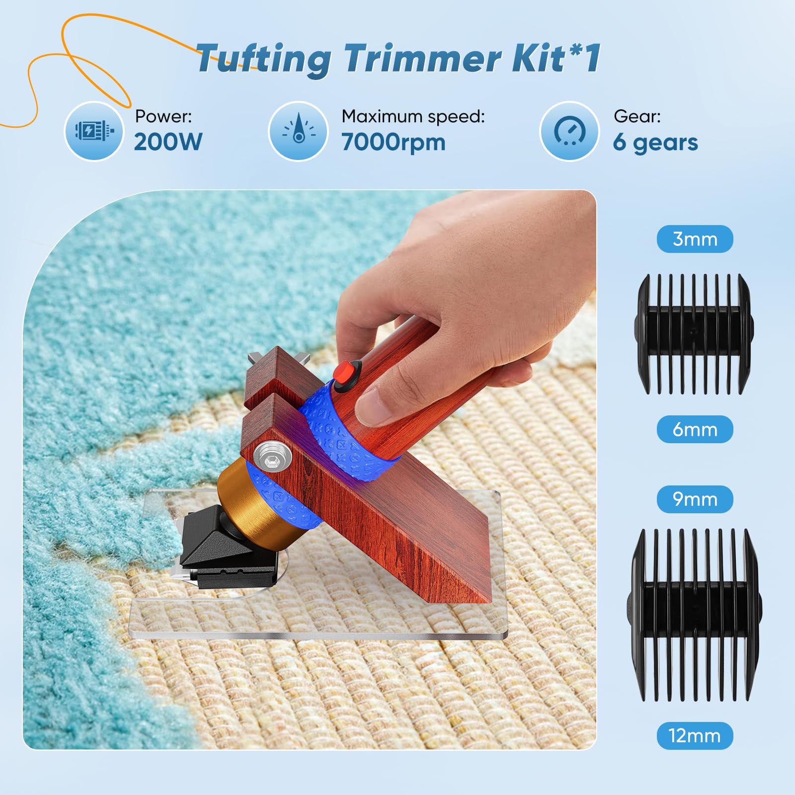 Tufting Gun Tufting Gun Starter Kit,Rug Tufting Gun Set with Trimmer, 2 in 1 Cut and Loop Tufting Machine,5-40 Stiche Elektrischer Teppich Tufting Gun, für Handwerk Teppich DIY Geschenk