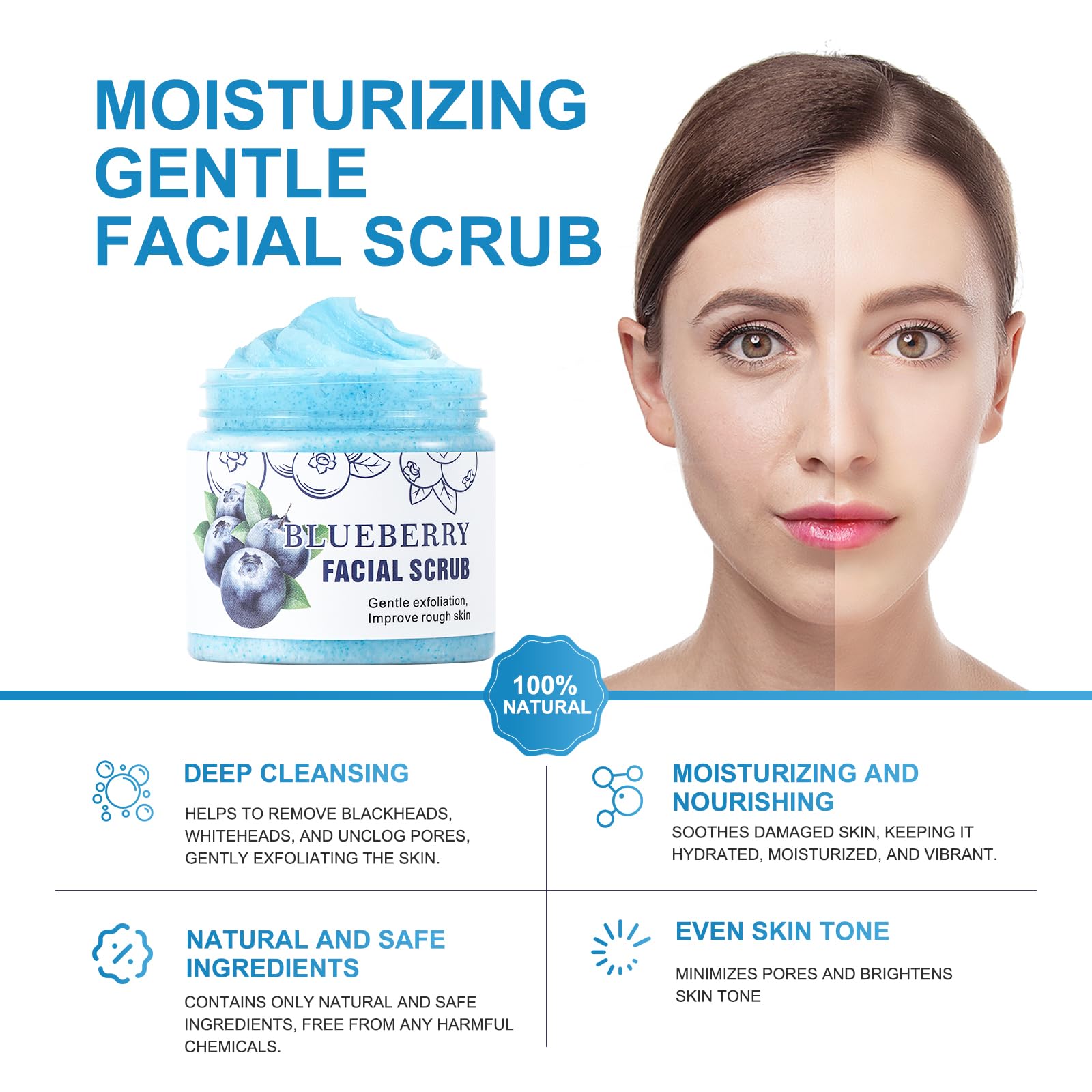Amazon.com: Face Scrub Blueberry Facial Scrubs Facial Exfoliator