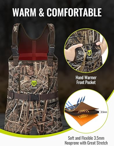 Miniatura 5 de TIDEWE Vadeadores de pecho para niños pequeños y niños, neopreno impermeable, aislado, caza y pesca, vadeadores juveniles para niños y niñas