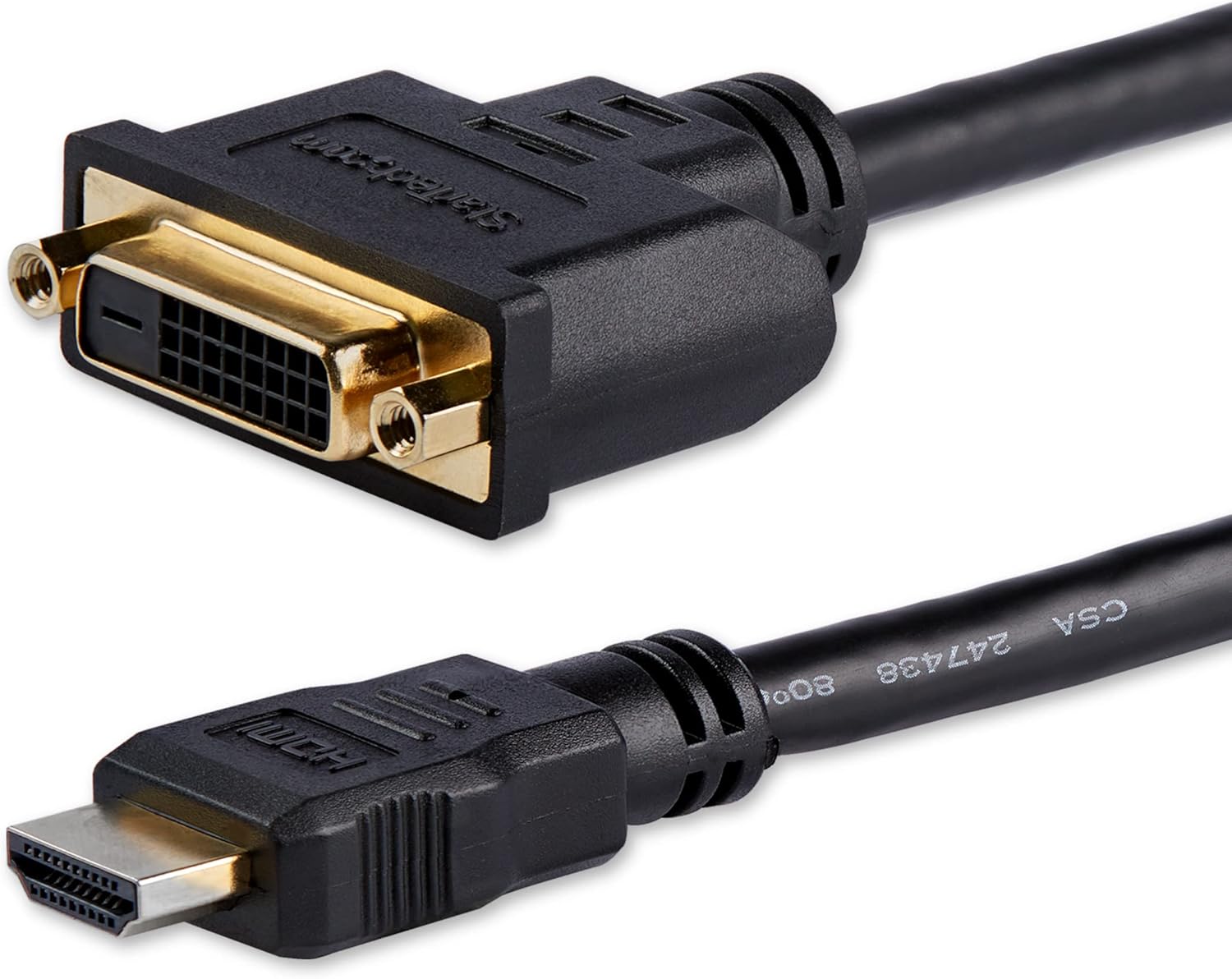 StarTech.com 8 in (20cm) HDMI to DVI Adapter, DVI-D to HDMI (1920x1200p), 10 Pack, HDMI Male to 24 Pin DVI-D Female, Digital Monitor Adapter Cable M/F, HDMI to DVI Display Cord, Black (HDDVIMF8IN10PK)