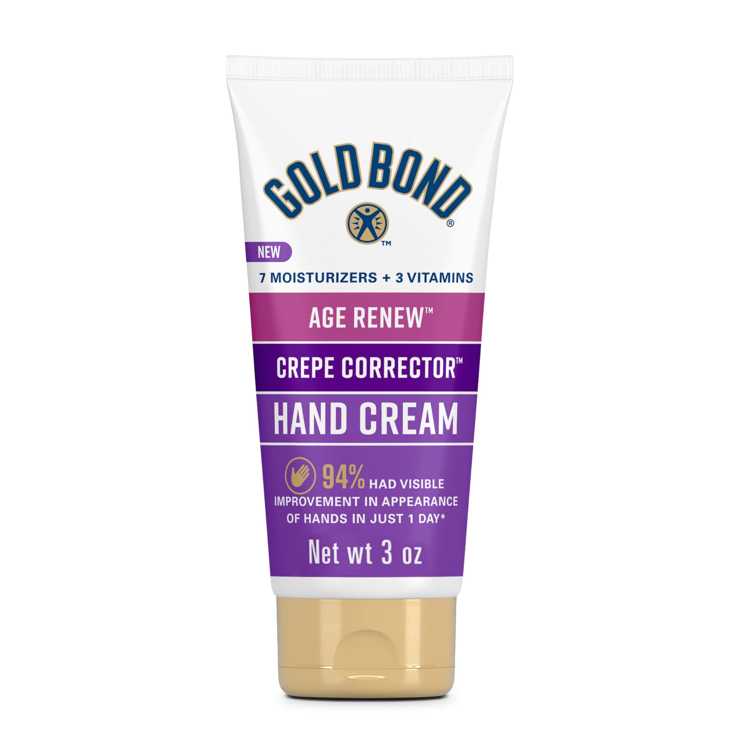 Gold Bond Age Renew Crepe Corrector Hand Cream, Replenishing & Smoothing Formula, 3 oz.