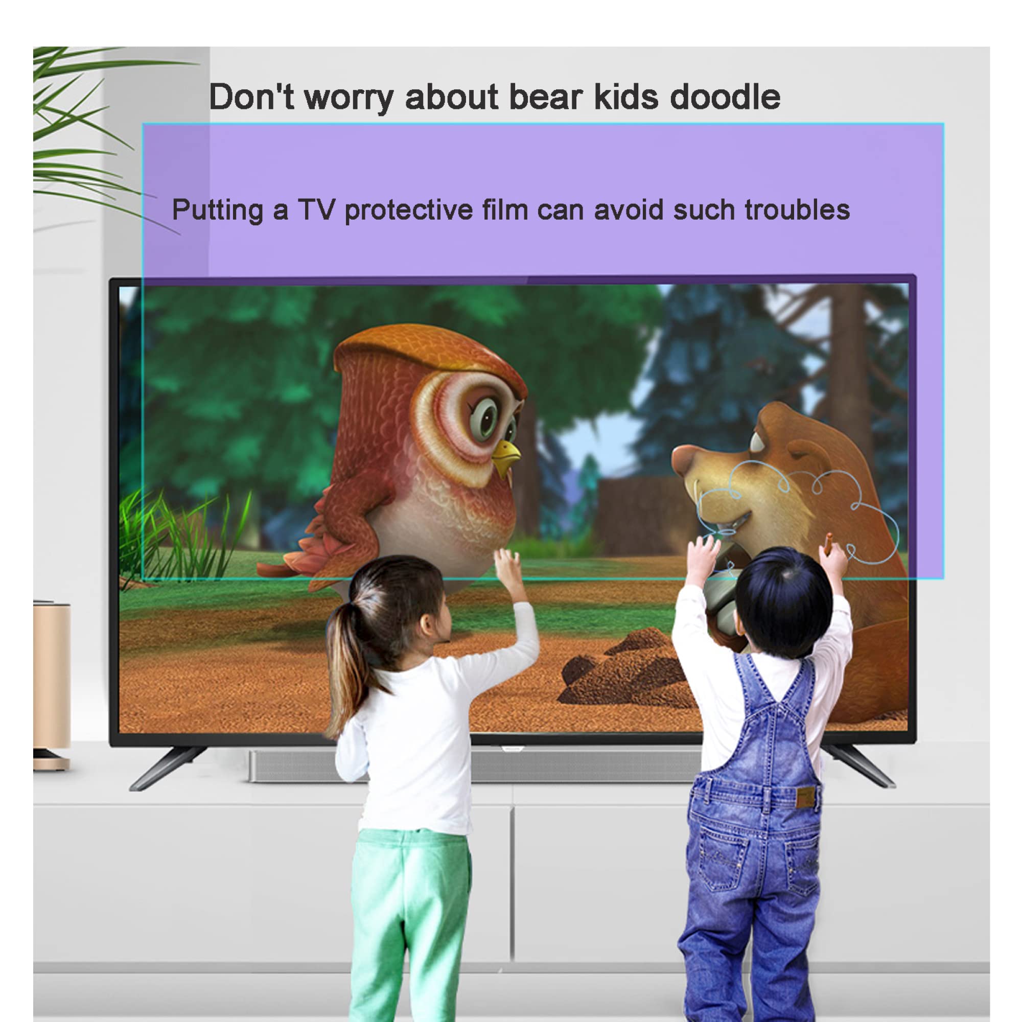 Protezione Schermo TV， from TV Pellicola Protettiva Opaca antiriflesso, Pellicola Proteggi Display LCD AntiGraffio antiluce Blu, for TV LED OLED e QLED 4K HD(32in 704x395mm)