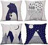 Woodland Style Cute Cartoon Bear & Mountain Throw Pillow Cover Rustic Nursery Home Decor Pillow Case Cushion Cover for Kids Room 18 x 18 Inches Mountain & Bear