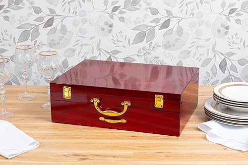 Miniatura 4 de Venezia Collection Juego de cubiertos de lujo de 75 piezas para 12 personas con estuche de almacenamiento, oro de 24 quilates, servicio de cubiertos