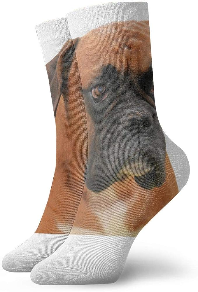 Amazon 悲しい顔のノベルティクルーチューブソックスでユニセックスおかしい3 Dプリントボクサー犬 ボクサー 通販