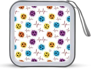 Protective 40-Disc CD/DVD Wallet Colorful Paint Splash Ink Soccer Football, Hard Plastic Storage Binder with Handle, Portable Organizer for Car Office Travel