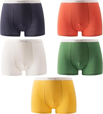 Seamless Tagless Toddler Boxer Briefs for Boys Cotton Soft Comfortable Kids Underpants, Ages 3-24 Years Pack of 5