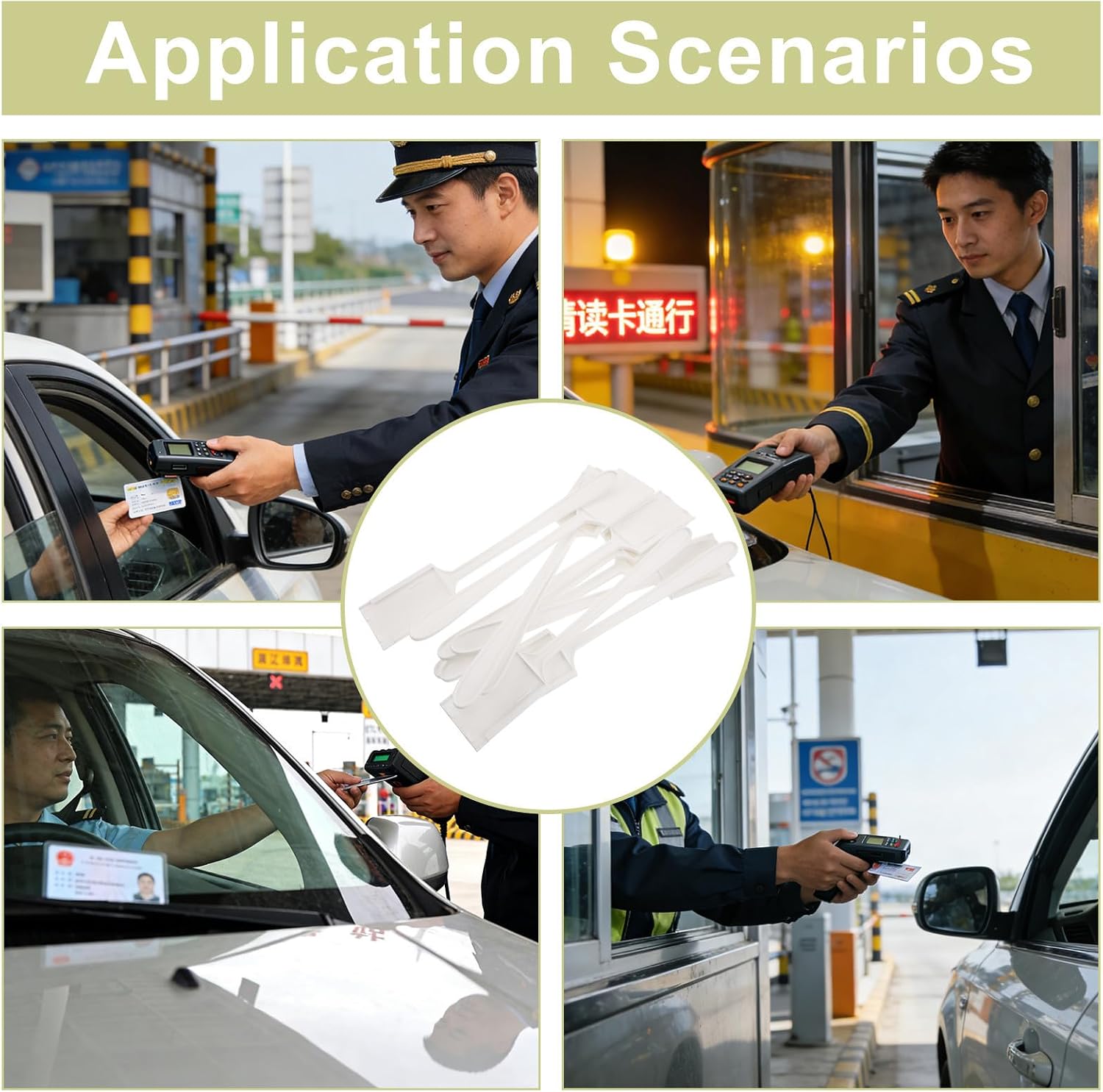 BESPORTBLE 10pcs Multifunctional Plastic Parking Card Holder Stick for Efficient Card Swiping White Plastic Rod Parking Permit Holder for Cars and Toll Pass Points image 3