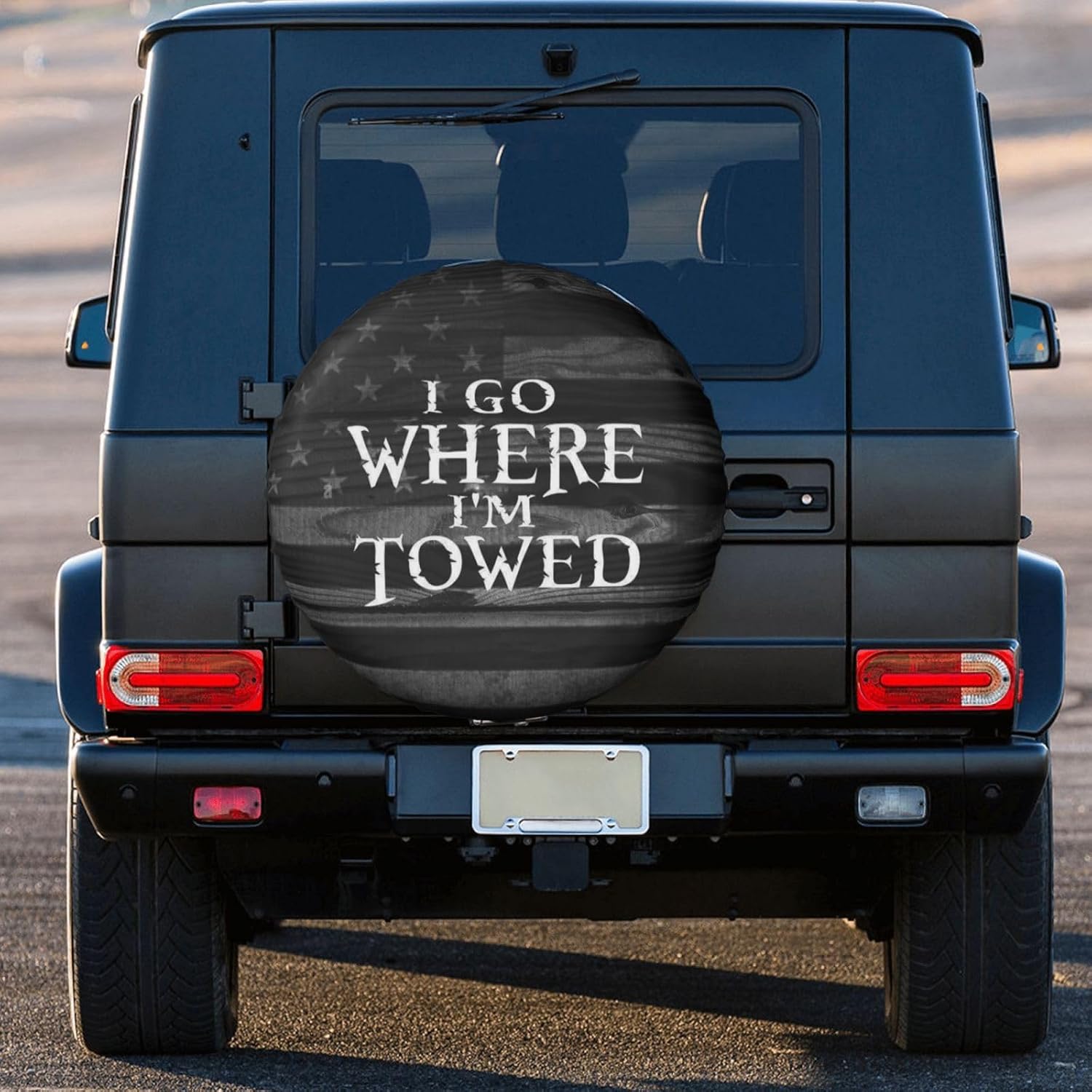 Spare Tire Cover I Go Where I'm Towed Tire Cover Protectors Waterproof Dust-Proof Universal for Wrangler Rv SUV Truck Camper Travel Trailers 14"" 15"" 16"" 17"", White