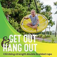 Vista 5 de Swurfer Slice - Giant 40" Round Colorful Saucer Tree Swing with Soft Padded Edge, Weather Resistant Quick Drying Fabric, Tool Free Assembly, Holds