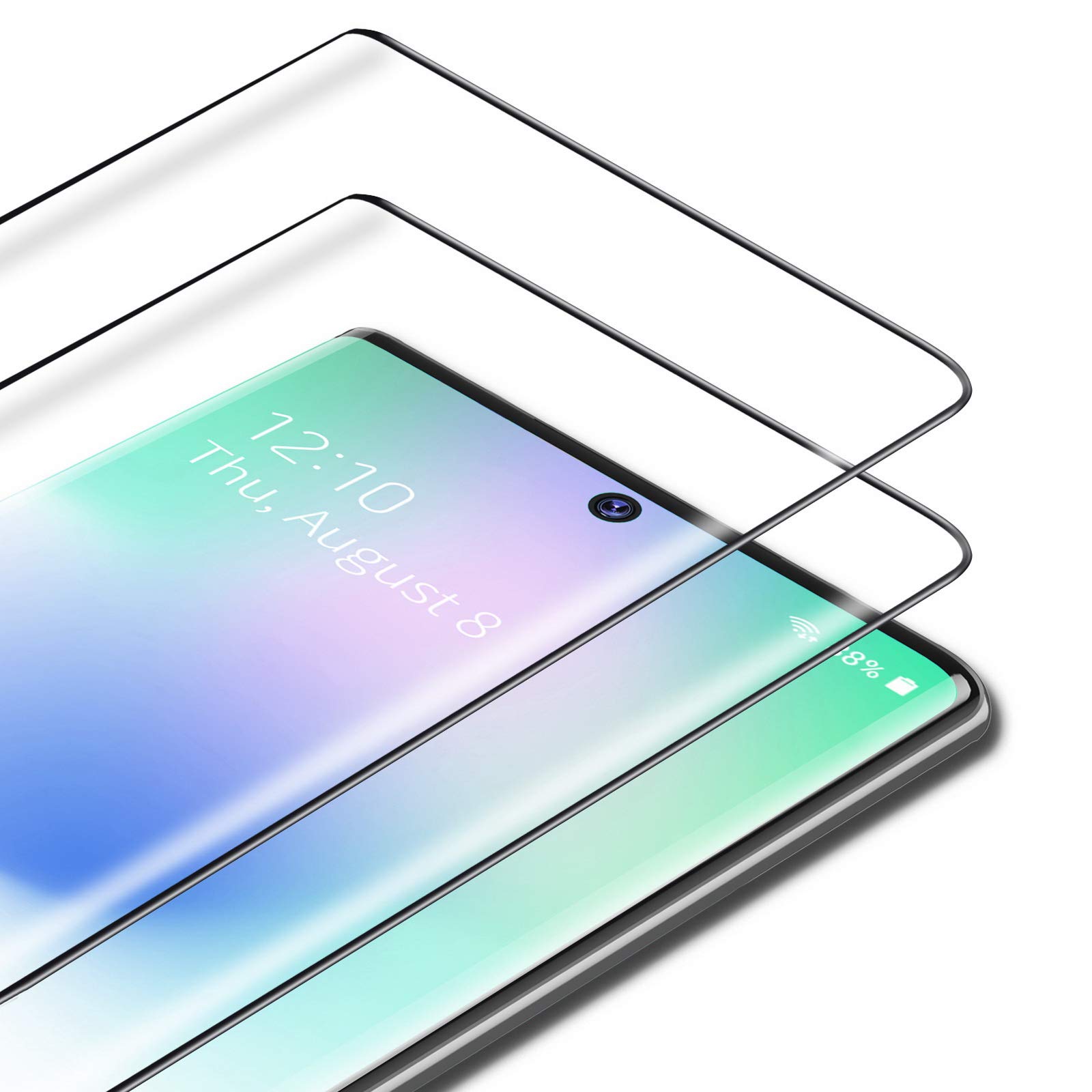 TAMOWA Screen Protector for Samsung Galaxy Note 10 Plus/Note 10+, 2 Pack, 3D Full Screen Premium Tempered Glass 9H Bulletproof Glass Protective Film, Anti-Scratch, Anti-Oil, Anti-Bubble (Black)
