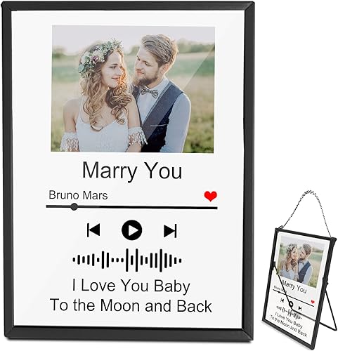 Skartam Placa de canción acrílica personalizada con marco de fotos, cubierta de álbum de fotos personalizada para el día de San Valentín,