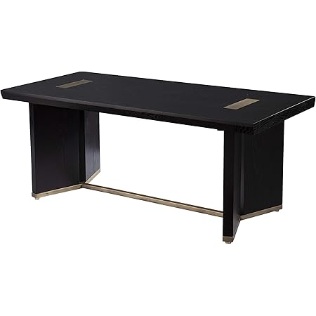 SEI Furniture Allexvon Contemporary Base and Inlays Coffee Table, Ebony Woodgrain with Brass