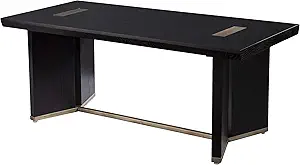 SEI Furniture Allexvon Contemporary Base and Inlays Coffee Table, Ebony Woodgrain with Brass