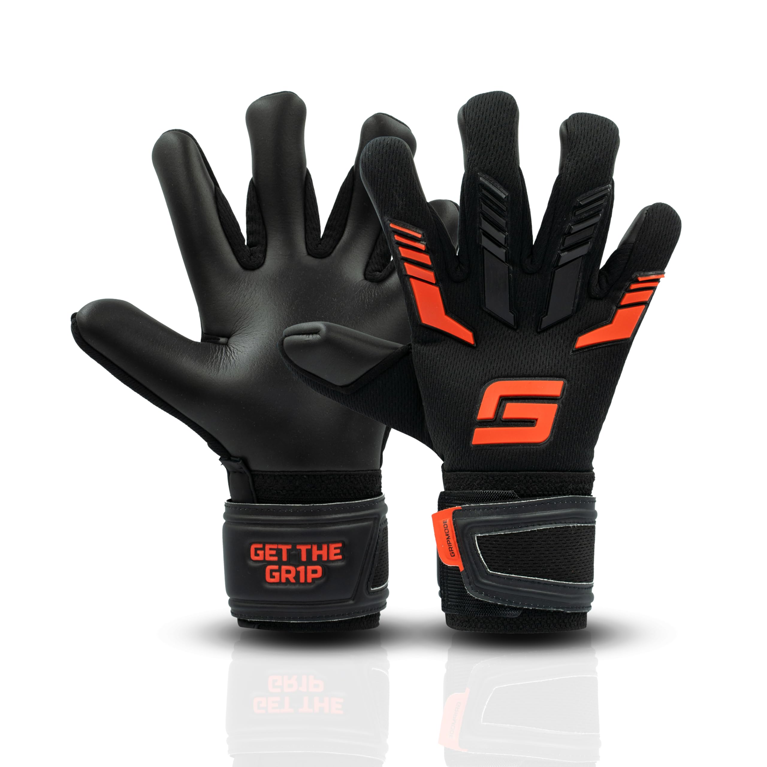 Gripmode Junior Red rękawice bramkarskie dla dzieci z Fingersave I Indywidualnie zdejmowanie, ochrona palców podczas piłki nożnej i powłoka lateksowa zapewniająca dobrą przyczepność I Rozmiar 4-6