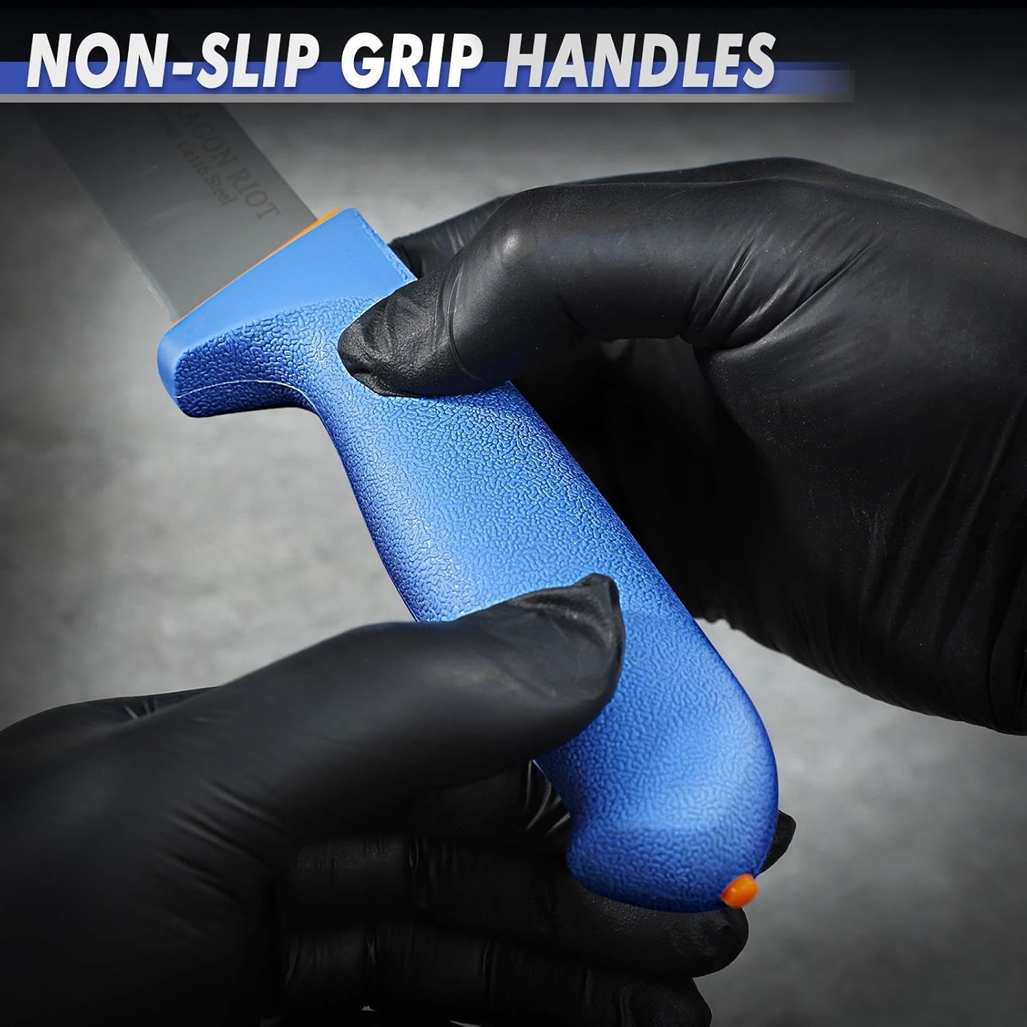 DRAGON RIOT 3 Pcs Butcher Knives Set, Meat Processing Knife Set for Brisket Trimming with German Stainless Steel and Blue Non-slip Handle Gift for Men - Image 3