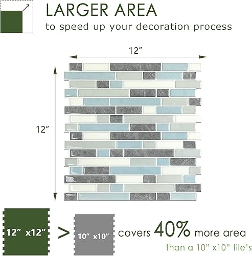Miniatura 5 de STICKGOO Azulejos Adhesivos de Diseño Más Grueso para Despegar y Pegar, 12"×12" Protector contra Salpicaduras para Cocina, Azulejos Autoadhesivos