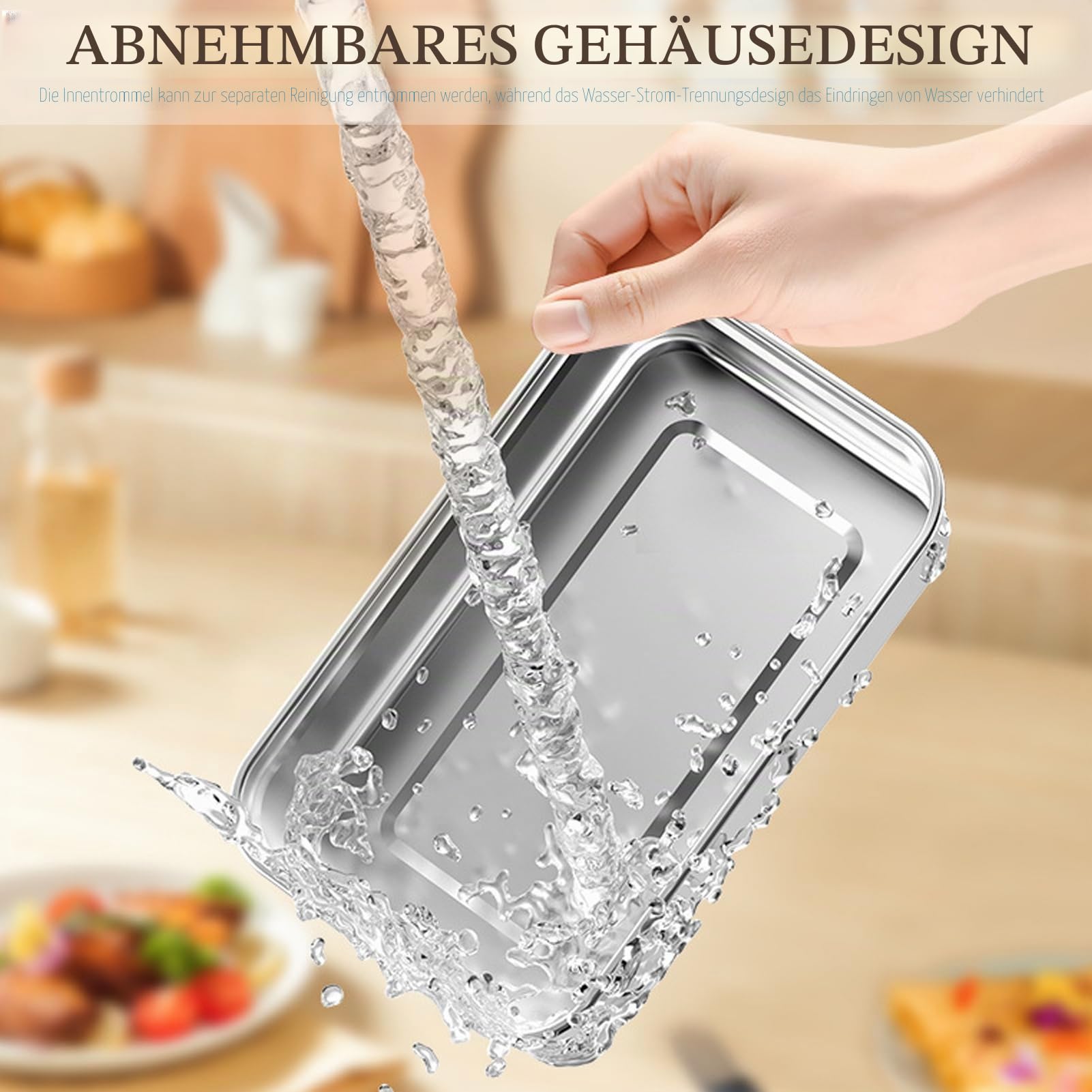 Elektrische Lunchbox mit 7200 mAh Akku, 900ML USB Aufladbar Intelligente Lunchbox mit Timer, Einstellbare Temperatur, Abnehmbar Edelstahl Innenfutter, Thermo Lunch Box für Büro, Baustelle, Camping