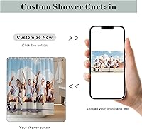 Vista 2 de LIVETTY Cortina de ducha personalizada, cortinas de ducha con foto personalizada, cortina de ducha personalizada de 72 x 72 pulgadas, añade tu Imagen