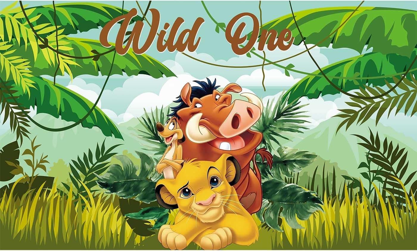 5 x 3ft Lion Wild One Backdrop for 1st Birthday Party Supplies Jungle Safari Backdrop King Backdrop for Boy One Birthday Lion Banner for Party