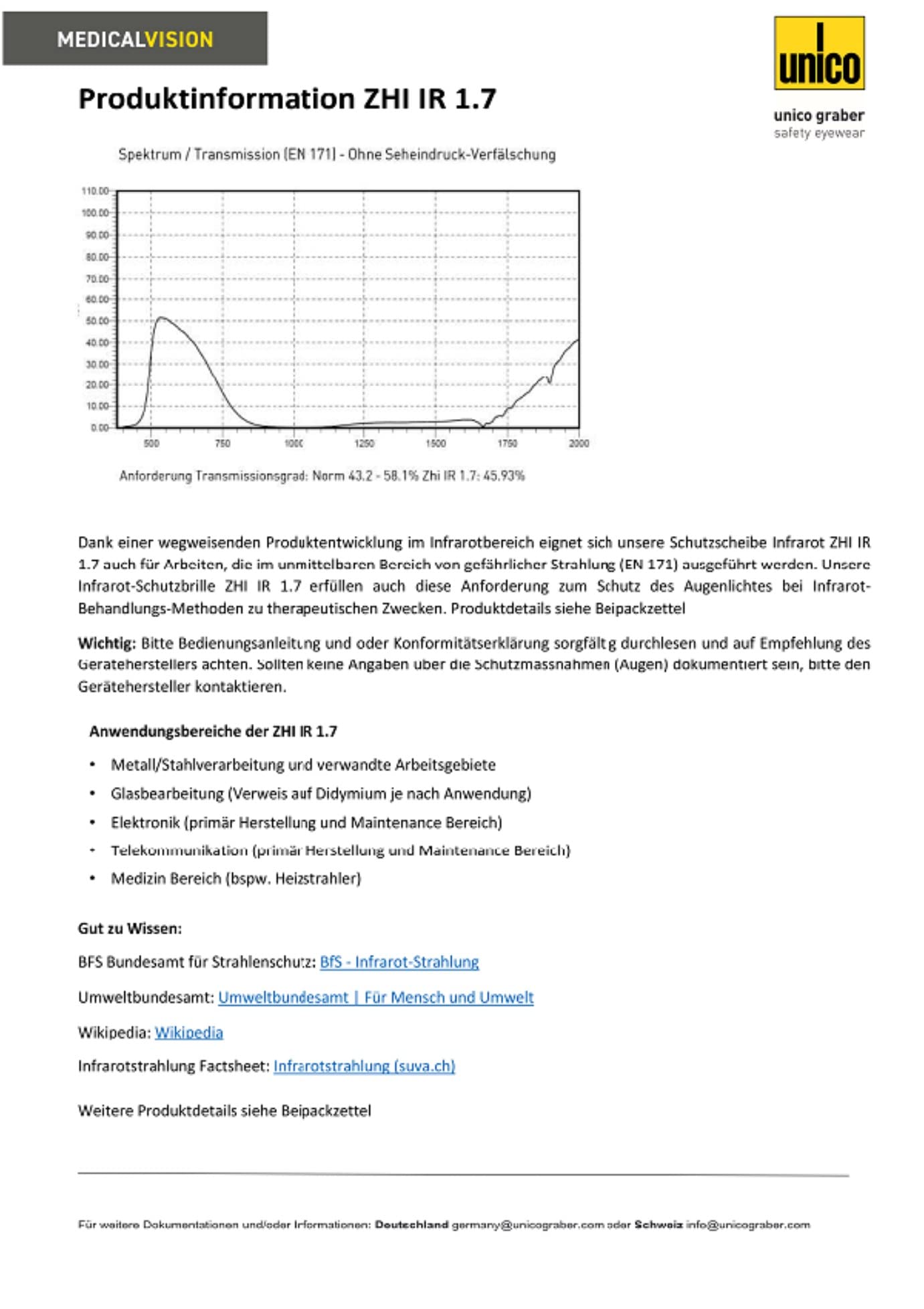 Infrarot Schutzbrille Zhi IR 1.7 Typ II (vormals: Zhi IR 1.7 Infrarotschutzbrille)