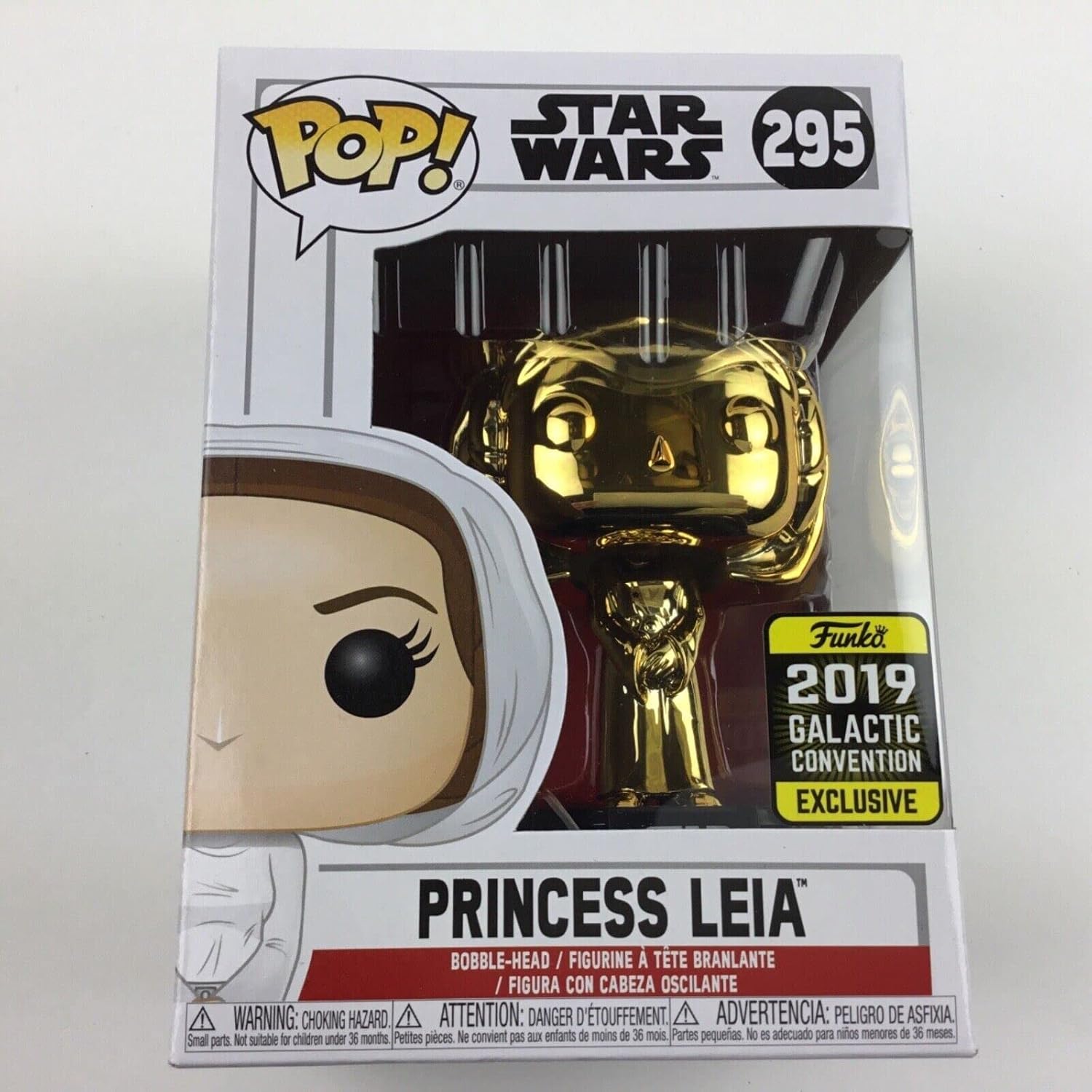 POP! Funko Star Wars Celebration (Gold Chrome) Princess Leia #295 - 2019 Star Wars Galactic Convention Exclusive