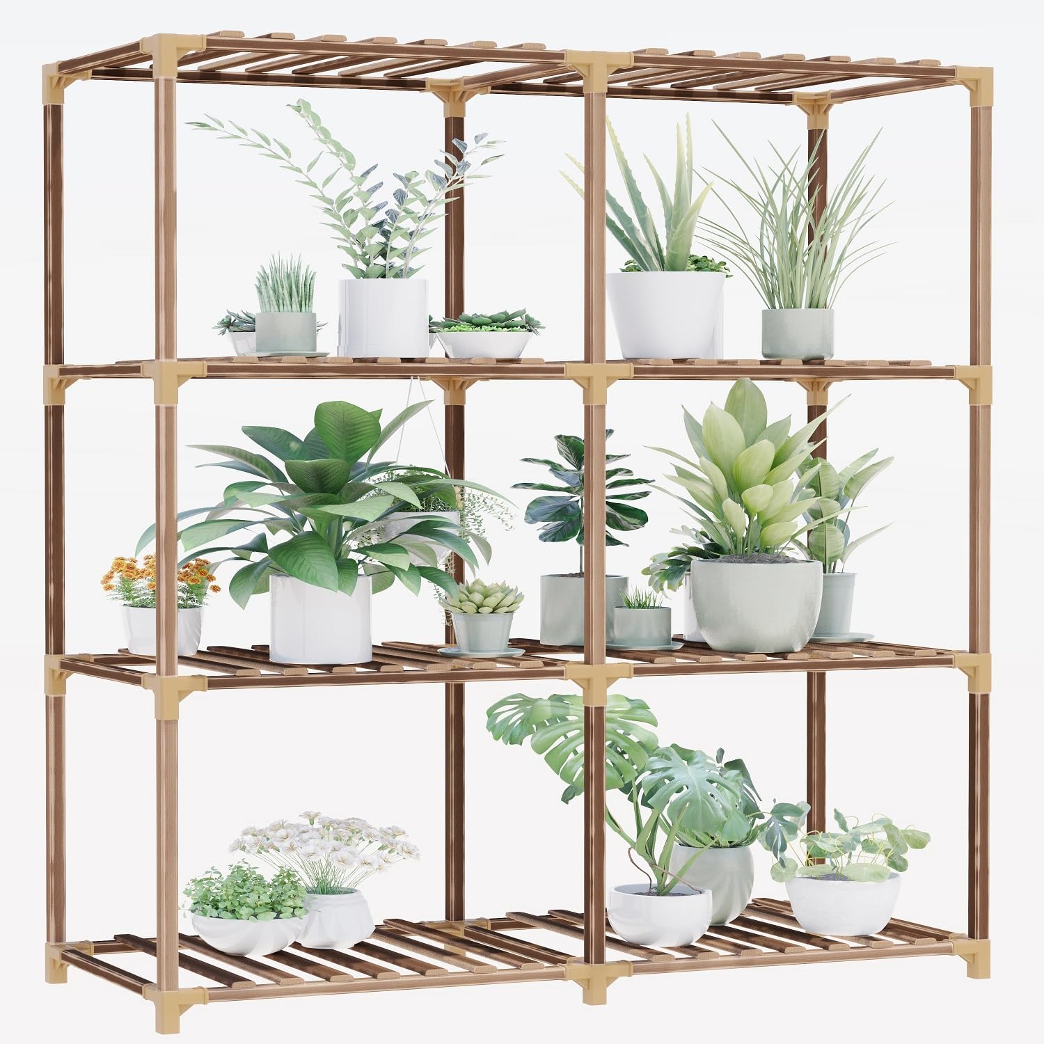Versatile wooden plant stand with multiple levels