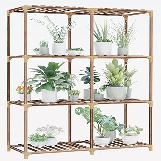 Versatile Wooden Plant Stand: Ideal for Indoor or Outdoor Spaces, Offers Multiple Levels for Displaying Plants in Living Areas, Patios, or Balconies
