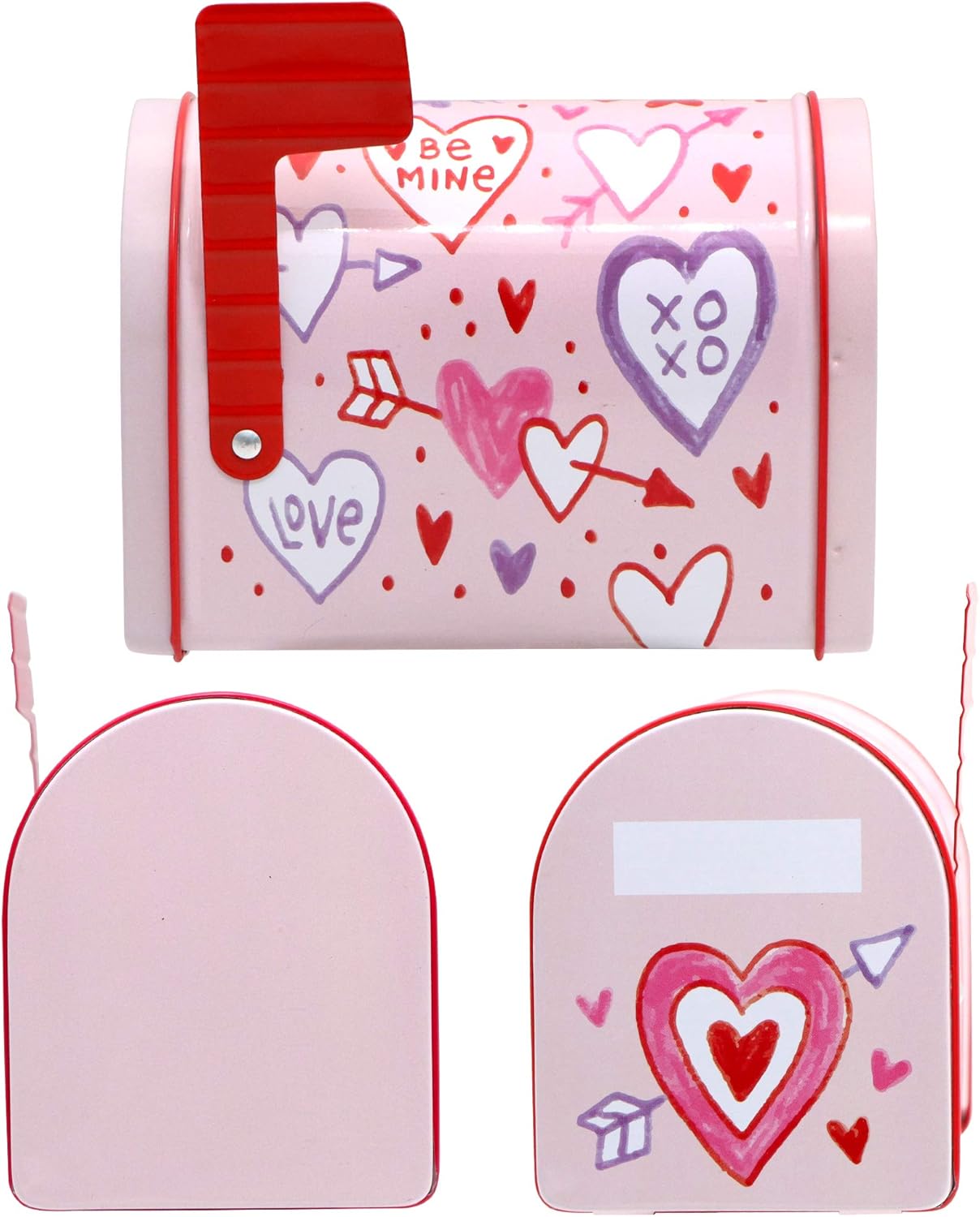 JOYIN 3 Packs Valentine Tin Mailbox for Party Favors, Classroom Prize Supplies, Greeting Cards, Exchange Gifts