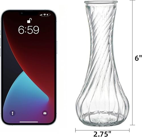 Miniatura 2 de Paquete de 16 jarrones de cristal, pequeños jarrones transparentes a granel, jarrones de vidrio roscados para centros de mesa, mini jarrón vintage