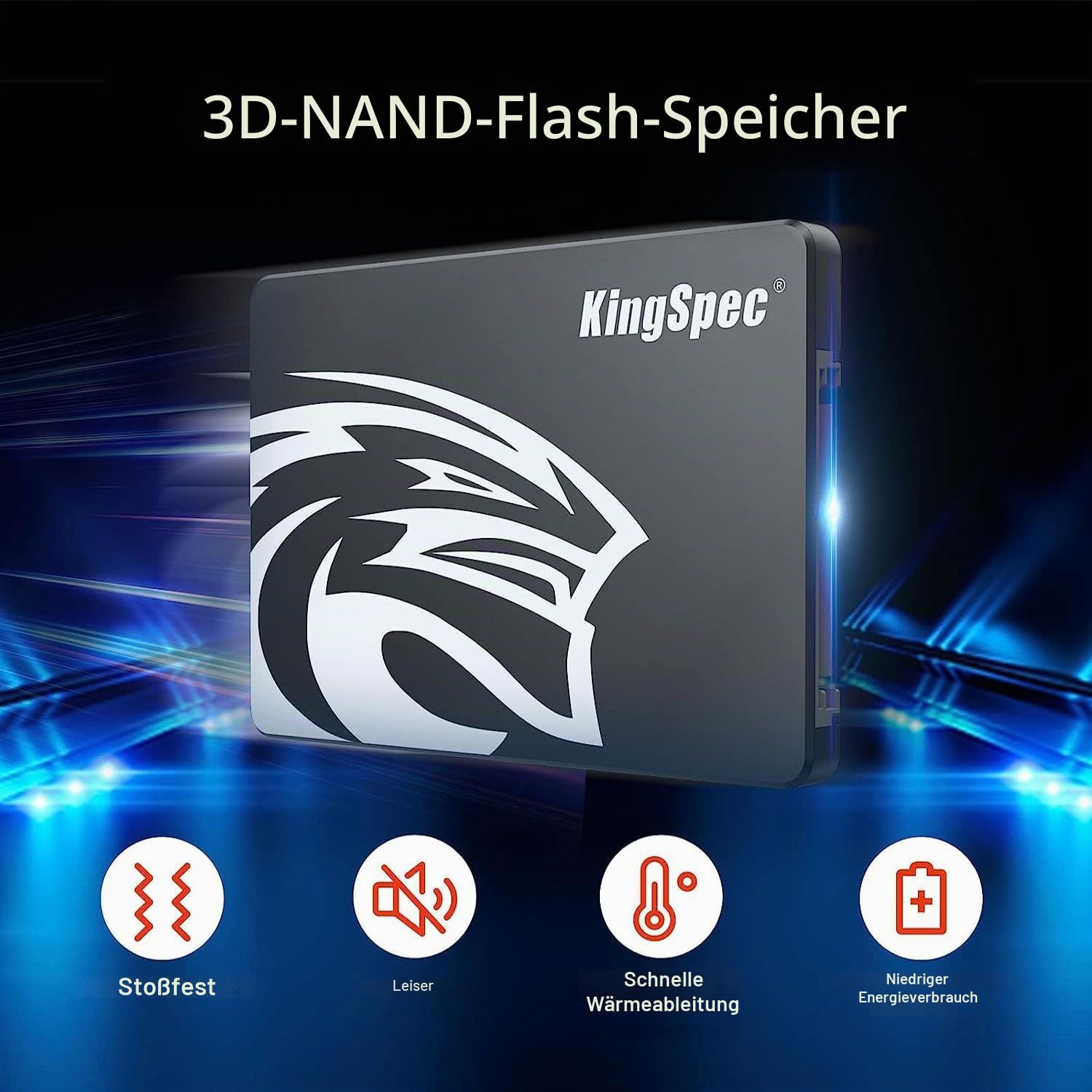 KingSpec 1TB 2.5" SATA SSD Intern 3D NAND Flash