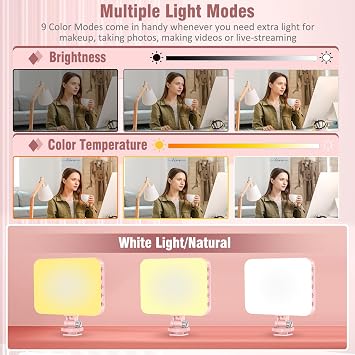 ALTSON 60 LED Portable Selfie Light Video Conference Lighting with Clip & Camera Tripod Adapter Rechargeable 2200mAh CRI 97+, 9 Light Modes for Phone iPhone Webcam Laptop Photo Makeup