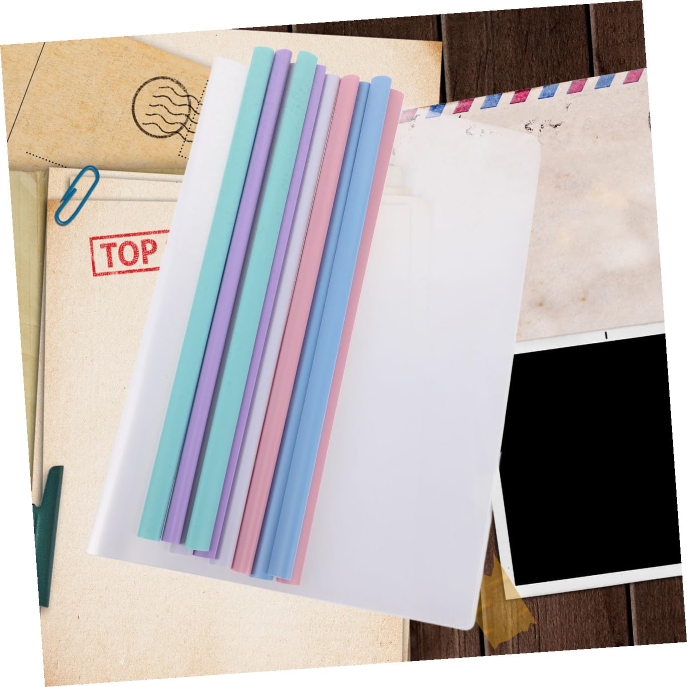 A4 Ziehstangen Aktenordner Kunststoff 50 Stück für Papier | Schulanfang Deko, Durchsichtige Ordner, Klare Sortierung, für Unternehmen und Einzelpersonen Zufällige Farbe