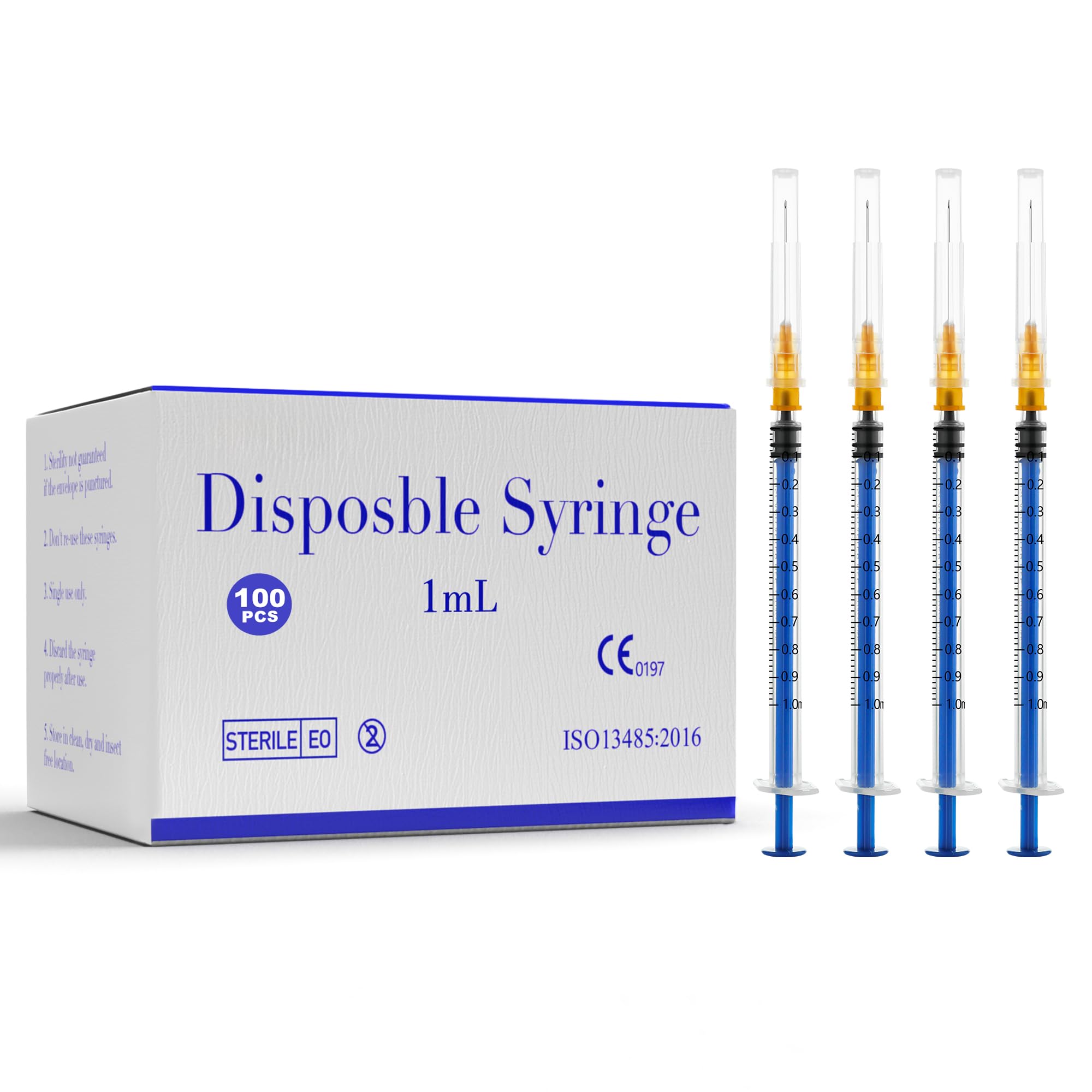 Disposable 1mL Luer Lock Syringe 25G 1 inch for Scientific Lab Use, Individually Wrapped, Box of 100 — Amazon image 12
