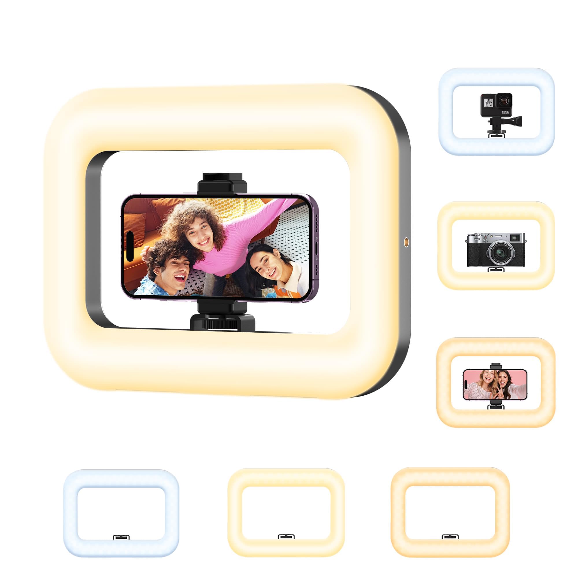 Rechargeable Ring Light Without Stand, Cordless Square Ring Light for 360 Photo Booth Accessories, Phone Video Stabilizer for iPhone with 4000mAh