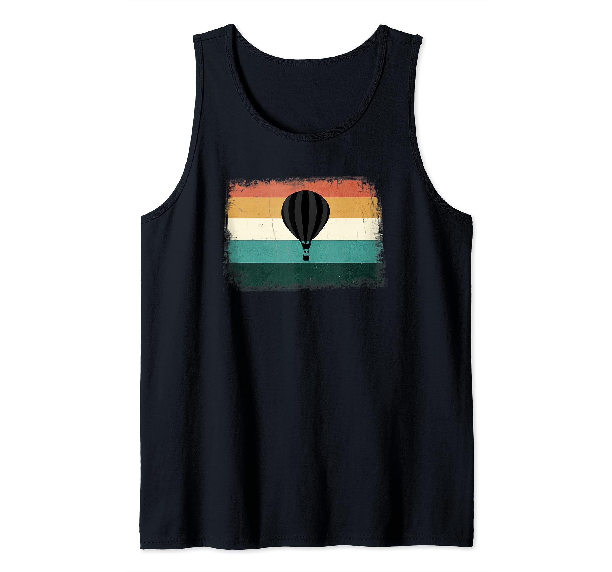 Retro Hot Air Balloon - Cool Sunset Ballooning Lovers Tank Top, Black